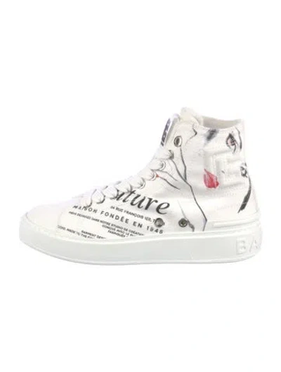 Pre-owned Balmain Canvas Sneakers In White