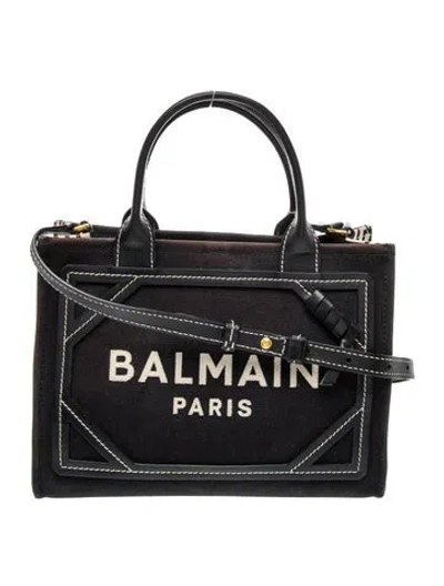 Pre-owned Balmain Canvas Top Handle Bag In Black