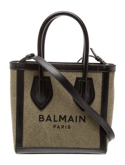 Pre-owned Balmain Canvas Top Handle Bag In Green