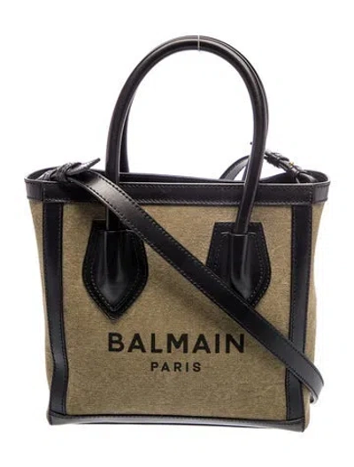 Pre-owned Balmain Canvas Top Handle Bag In Green