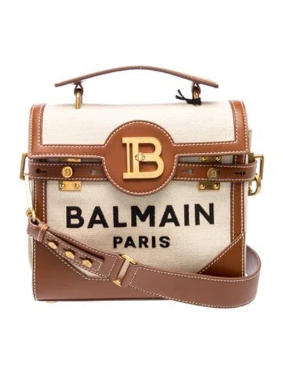 Pre-owned Balmain Canvas Top Handle Bag In Neutral