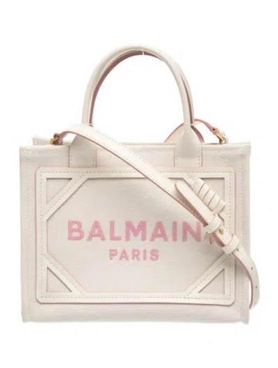 Pre-owned Balmain Canvas Top Handle Bag In Neutrals