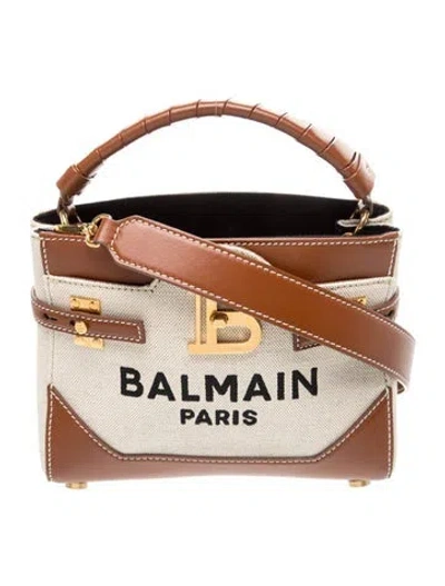 Pre-owned Balmain Canvas Top Handle Bag In Neutrals