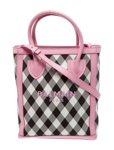Pre-owned Balmain Canvas Top Handle Bag In Pink