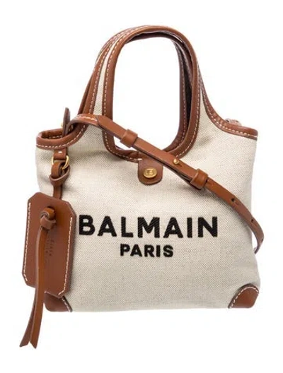 Pre-owned Balmain Canvas Top Handle Bag W/ Tags In Neutrals