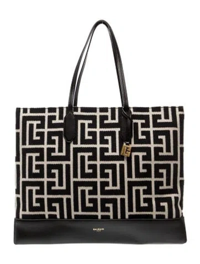 Pre-owned Balmain Canvas Tote In Black