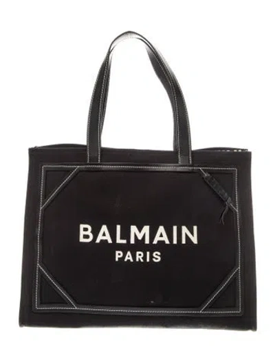 Pre-owned Balmain Canvas Tote In Black