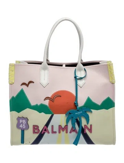Pre-owned Balmain Canvas Tote In Multi