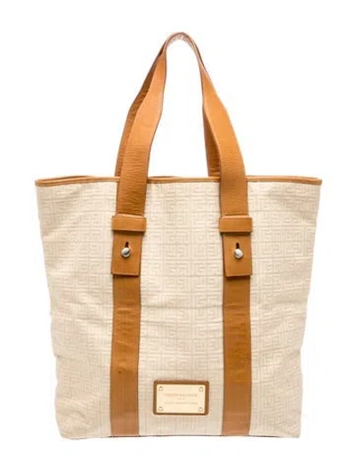 Pre-owned Balmain Canvas Tote In Neutral