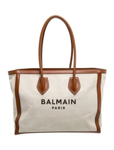 Pre-owned Balmain Canvas Tote In Neutrals