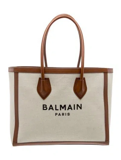 Pre-owned Balmain Canvas Tote In Neutrals