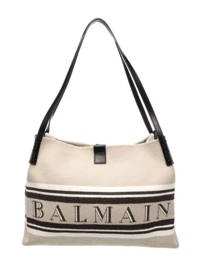 Pre-owned Balmain Canvas Tote In Neutrals