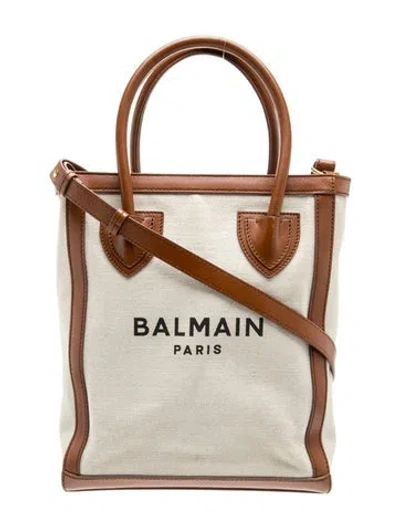 Pre-owned Balmain Canvas Tote In Neutrals