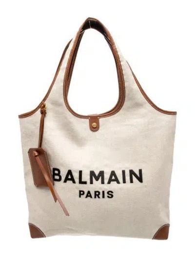 Pre-owned Balmain Canvas Tote In Neutrals