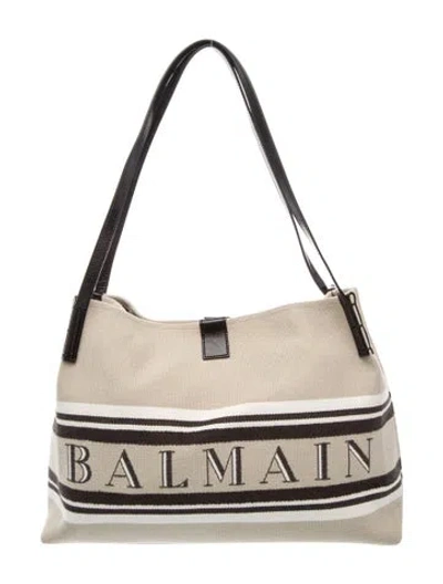 Pre-owned Balmain Canvas Tote In Neutrals