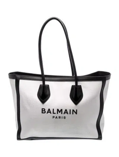 Pre-owned Balmain Canvas Tote In White