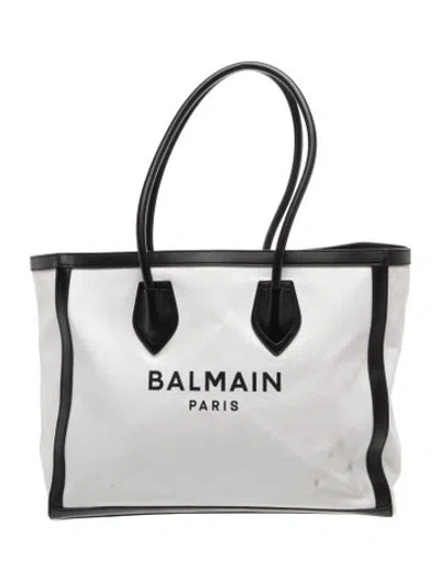 Pre-owned Balmain Canvas Tote In White