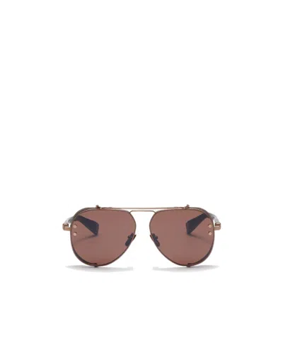 Balmain Capitaine Logo Sunglasses In Brown