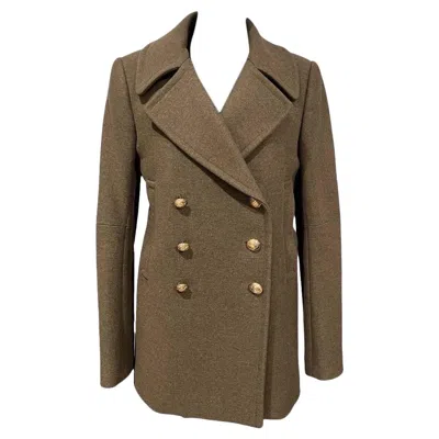 Pre-owned Balmain Cappotto Lana Verde In Brown