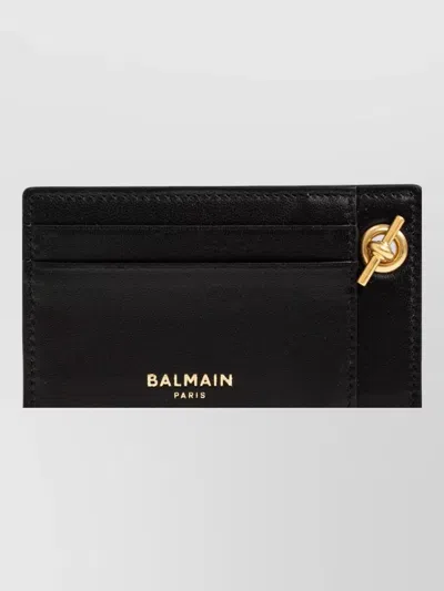 Balmain Card Holder Keychain Chain Detail Hardware In Black