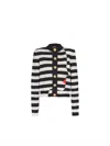 Balmain Face Mariniere Knit Strong-shoulder Cardigan