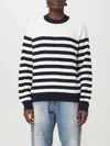 Balmain Embossed Monogram Striped Sweater In Multicolor