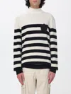 Balmain Striped Sweater With Ribbed Cuffs And Hem In White