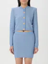 Balmain Pb Labyrinth Knitted Cropped Cardigan In Blue