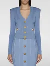 Balmain Ribbed-knit V-neck Cardigan In Blue