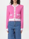 Balmain Strong-shoulder Signature Buttoned Knit Cardigan In 紫红色