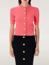 Balmain Button Embellished Knitted Cardigan In Pink