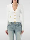 Balmain Women Buttoned V-necked Cardigan In White