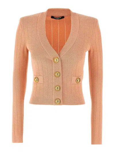 Balmain Cardigan In Color Carne Y Neutral