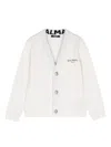 Balmain Logo-print Wool-blend Cardigan In Cream
