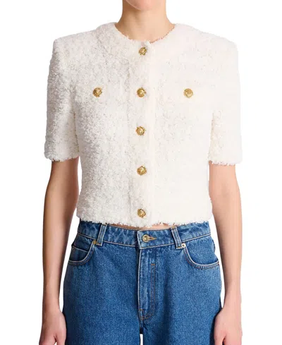 BALMAIN CARDIGAN IN DOTTED TWEED