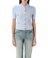 Balmain 4-pocket Knitted Cardigan In Lightblue