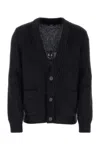 Balmain Cardigan In Wool Blend With Jacquard Logo In Noirblanc