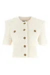 Balmain Cardigan Tweed Plumetis Sweaters And Cardigans White In White