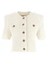 Balmain Cardigan Tweed Plumetis Sweaters And Cardigans White In White