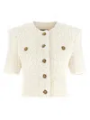 Balmain Cardigan Tweed Plumetis Sweaters And Cardigans White In White