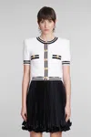 Balmain White Monogram Cardigan In White