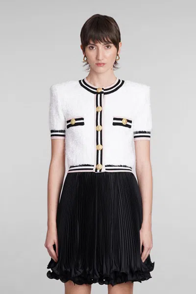 Balmain White Monogram Cardigan