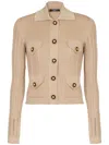 Balmain Ribbed Knit Cropped Cardigan In Brown