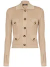 Balmain Ribbed Knit Cropped Cardigan In Brown