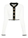 Balmain Bicolor Knit Cardigan With Embossed Buttons In White