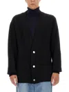 Balmain Men's Cardigan With Logo Inlay In Black