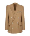 Balmain Cargo Double-breasted Fastening Blazer In Green