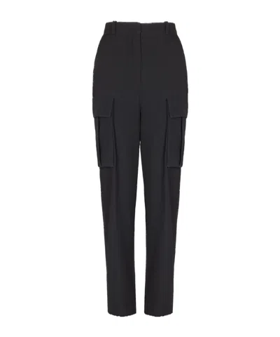Balmain Cargo Pants In Grain De Poudre Wool In Black