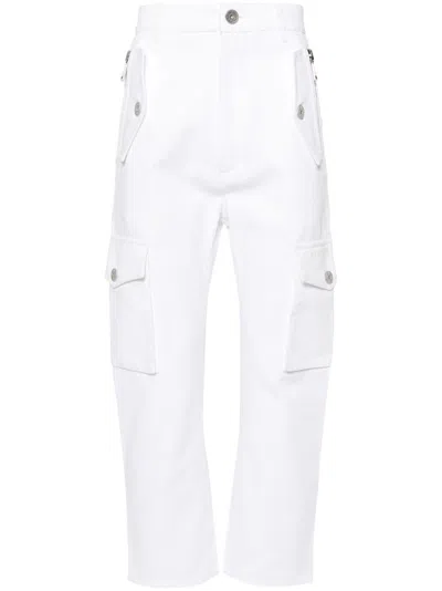 Balmain Straight-leg Canvas Cargo Trousers In White