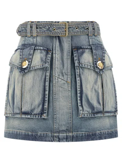 Balmain Cargo Pocket Skirt Skirts Light Blue